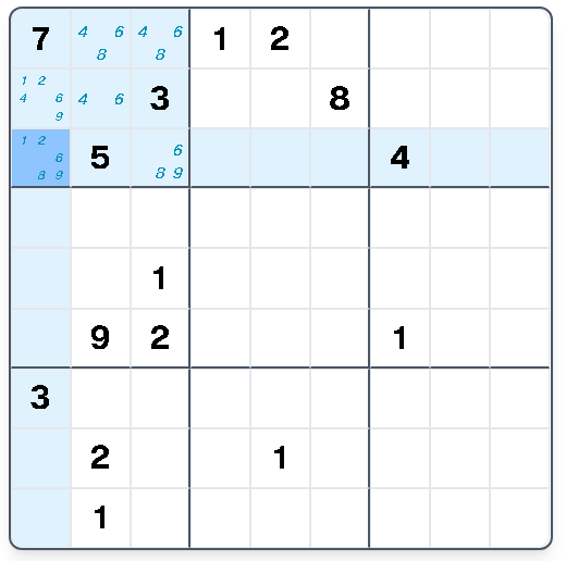Step 2: Confirm both digits are confined to the same two cells