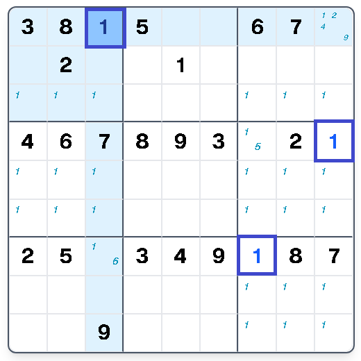 Step 2: Confirm the 3×3 pattern (three rows × three columns)