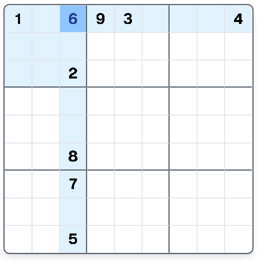 Step 2: Single remaining candidate 6